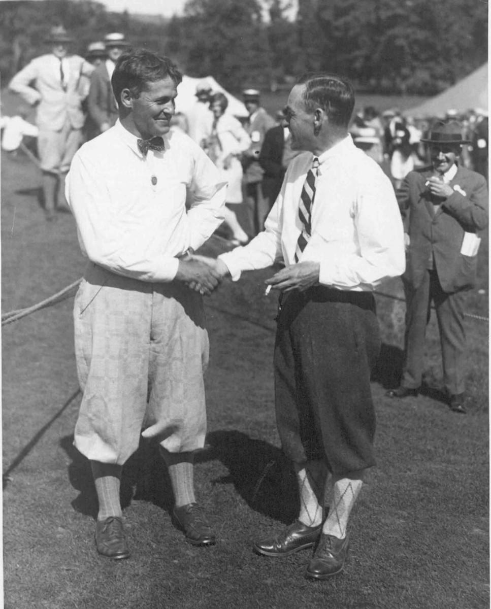 Bobby Jones (left) and Al Espinosa, at Winged Foot Golf Club during the 1929 U.S. Open 